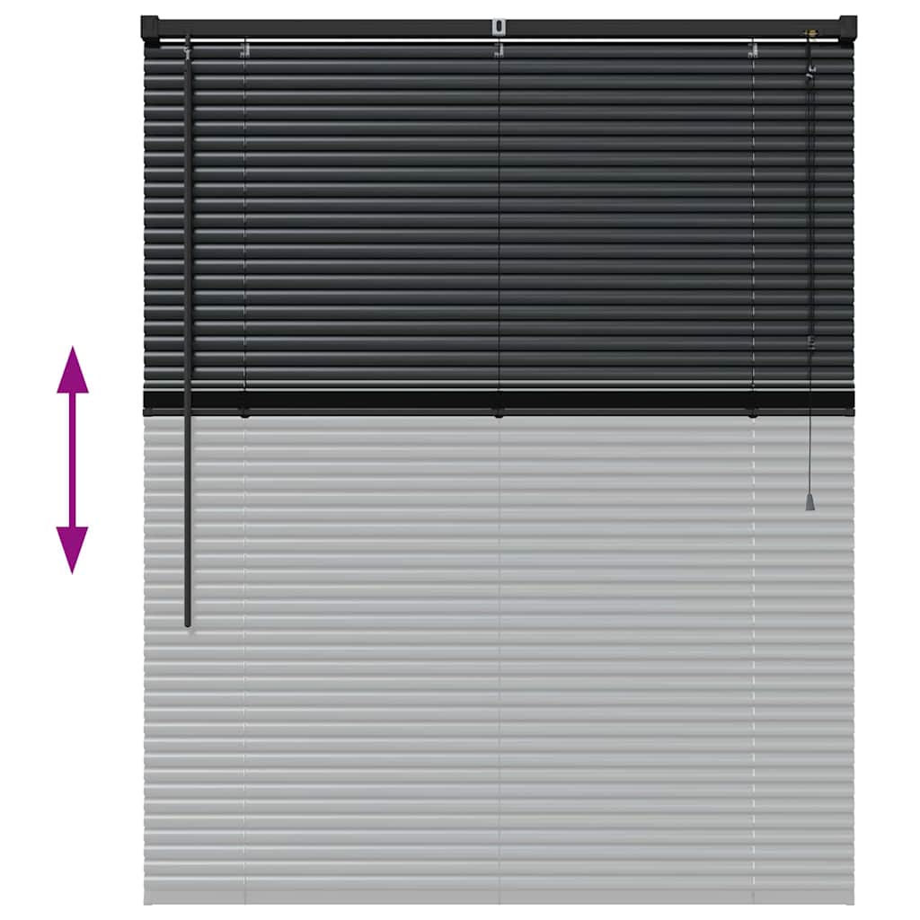 Window Blind with Curtains Manual Black Aluminium